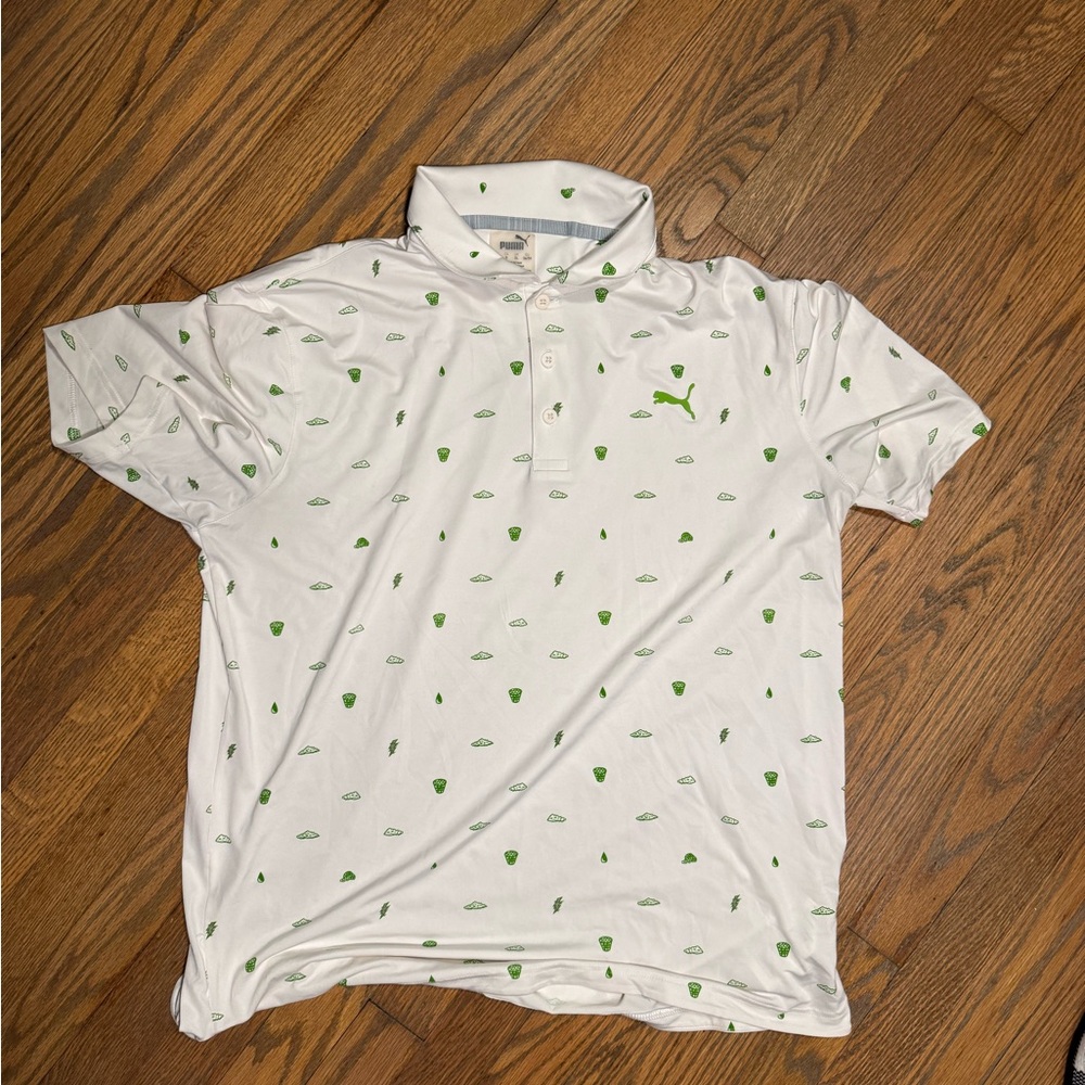 Puma Men's GOLF  Polo Shirt with Green Pattern
